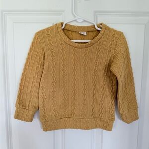 Mustard Yellow Cable Knit Girls Sweater - Size 3T